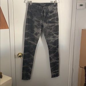 Black acid wash jean leggings